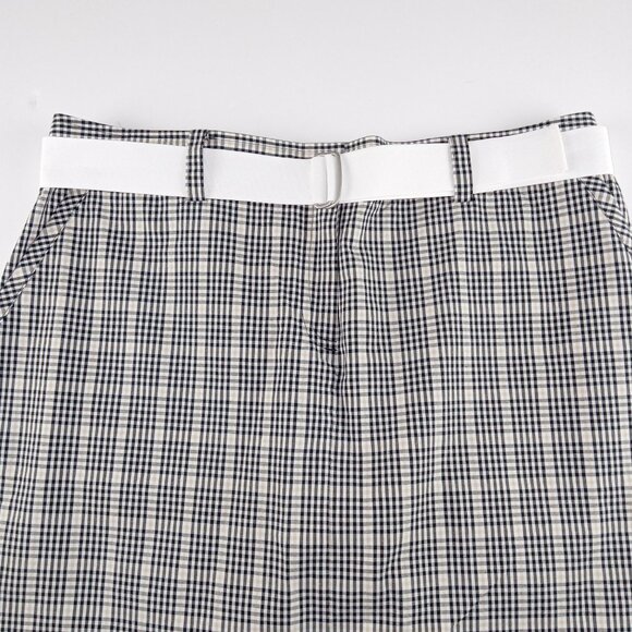 IZOD Golf Classics Belted Skort Women's Size 10 Black Tan White Plaid Pockets - Picture 2 of 8